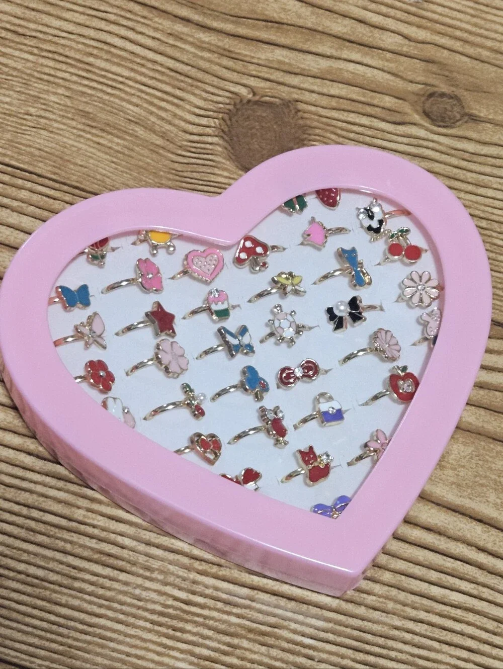 Kids Ring Set 36 Piece Heart Flower Butterfly